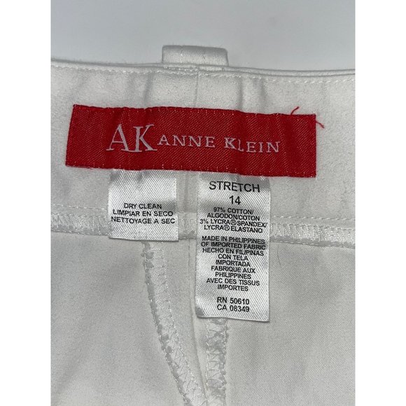 AK Anne Klein White Stretch Cropped Pants Cuff Casual Size 14 - Picture 2 of 3